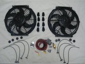2 Electric 10" Curved Cooling Fans w/ Mount Kit + Relay 